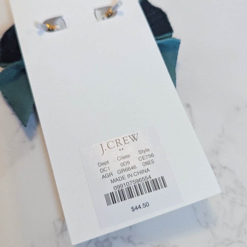J.Crew Factory Velvet Bow Crystal Statement Earrings - Picture 3 of 6